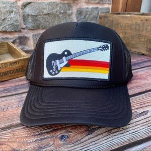 🆕🆕✨RARE AVIATOR NATION VINTAGE GUITAR COLLAB MESH TRUCKER HAT UNISEX NWT